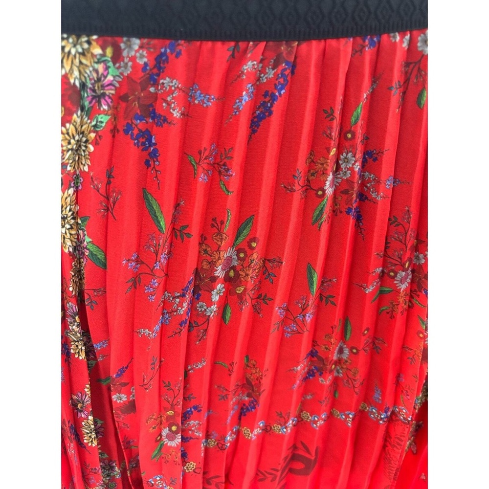 Desigual Andrea Red Midi A-Line Skirt with Pleats - Picture 4 of 7